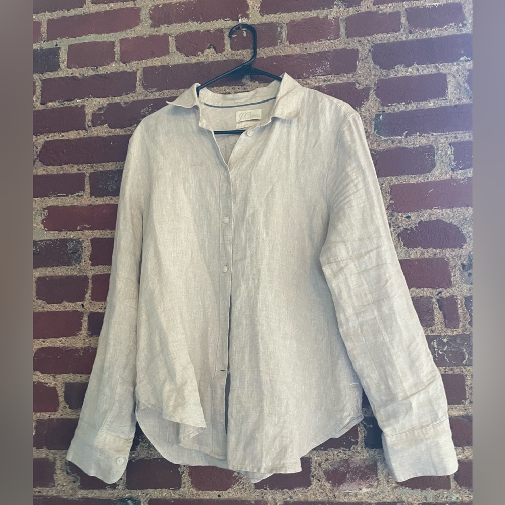 J. Crew tan linen button down